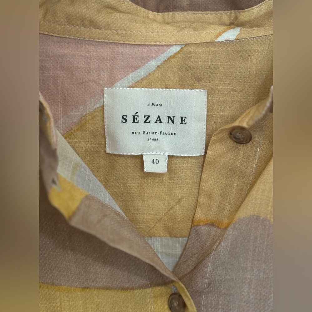 Sézane Paris Organic Cotton Floral poplin Button down Blouse Top Size 40 US 8–10 - Picture 4 of 7